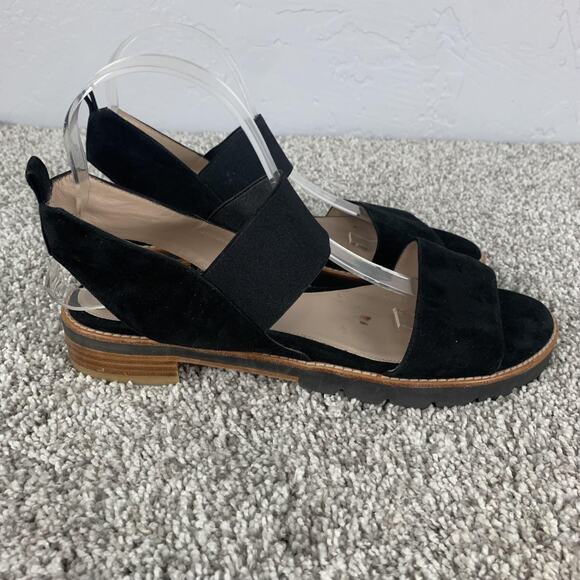 Stuart Weitzman Sandals Womens Size 8.5 Black Suede Topical Strappy Slingback - Picture 2 of 8